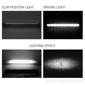 barre de lumière LED à ligne unique à haute puissance avec lumière de position blanche 14 &quot;22&quot; 32 &quot;42&quot; 52 &quot;Barres lumineuses à LED pour tout hors route